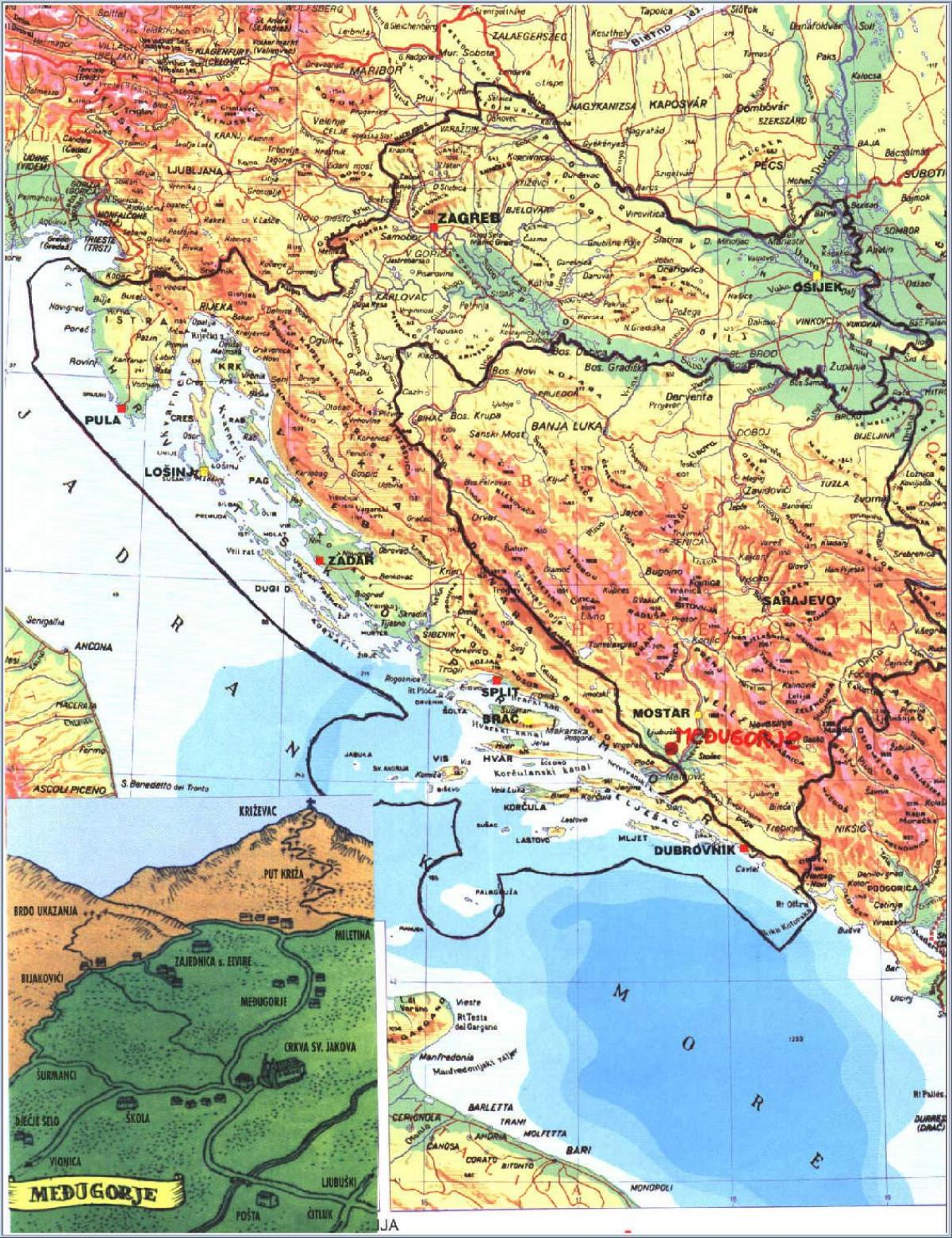 harta e medjugorje Bosnjë e Hercegovinë