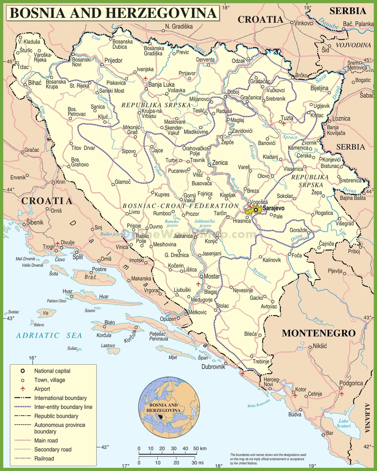 Harta të Bosnja e rrugëve