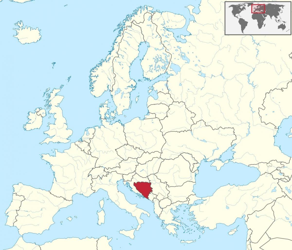 Bosnja në një hartë e evropës