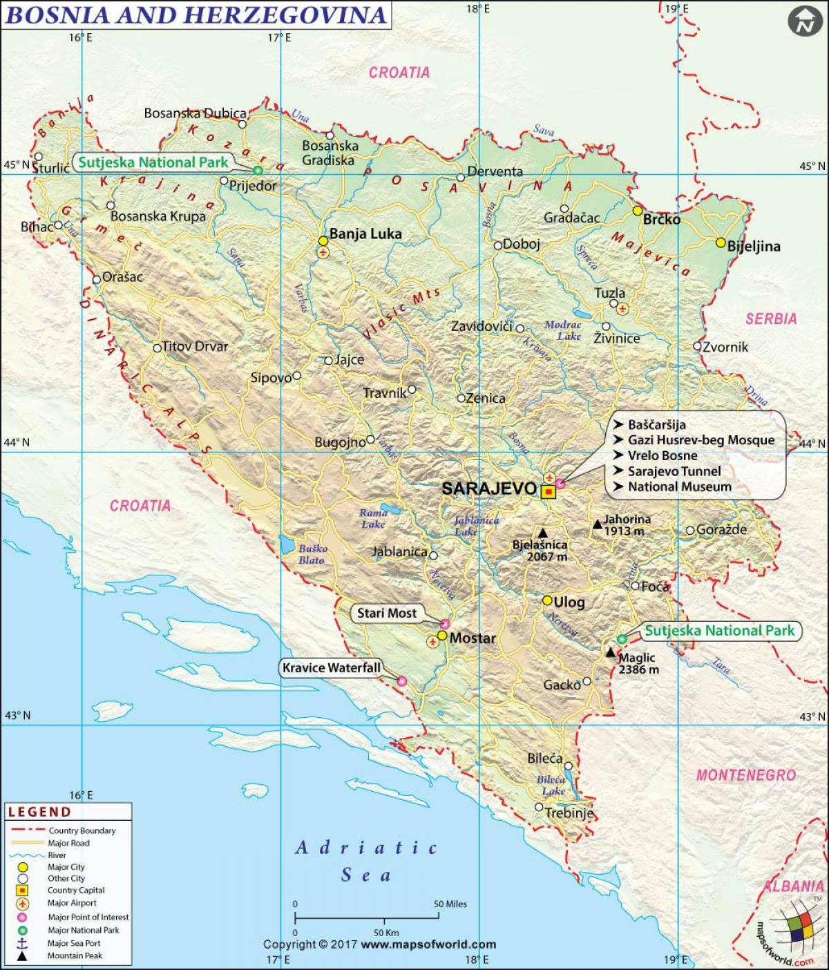 Harta të Bosnja vendit